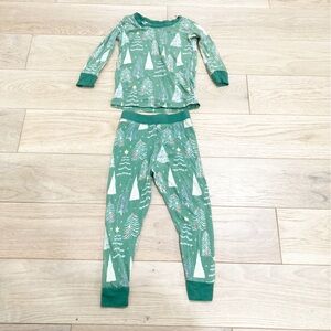 Little Sleepies Green Holiday Tree Print Pajama Set